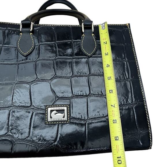 Dooney & Bourke Janine Croc Embossed Leather Satchel Purse Black Top Handles NWT - Picture 14 of 16